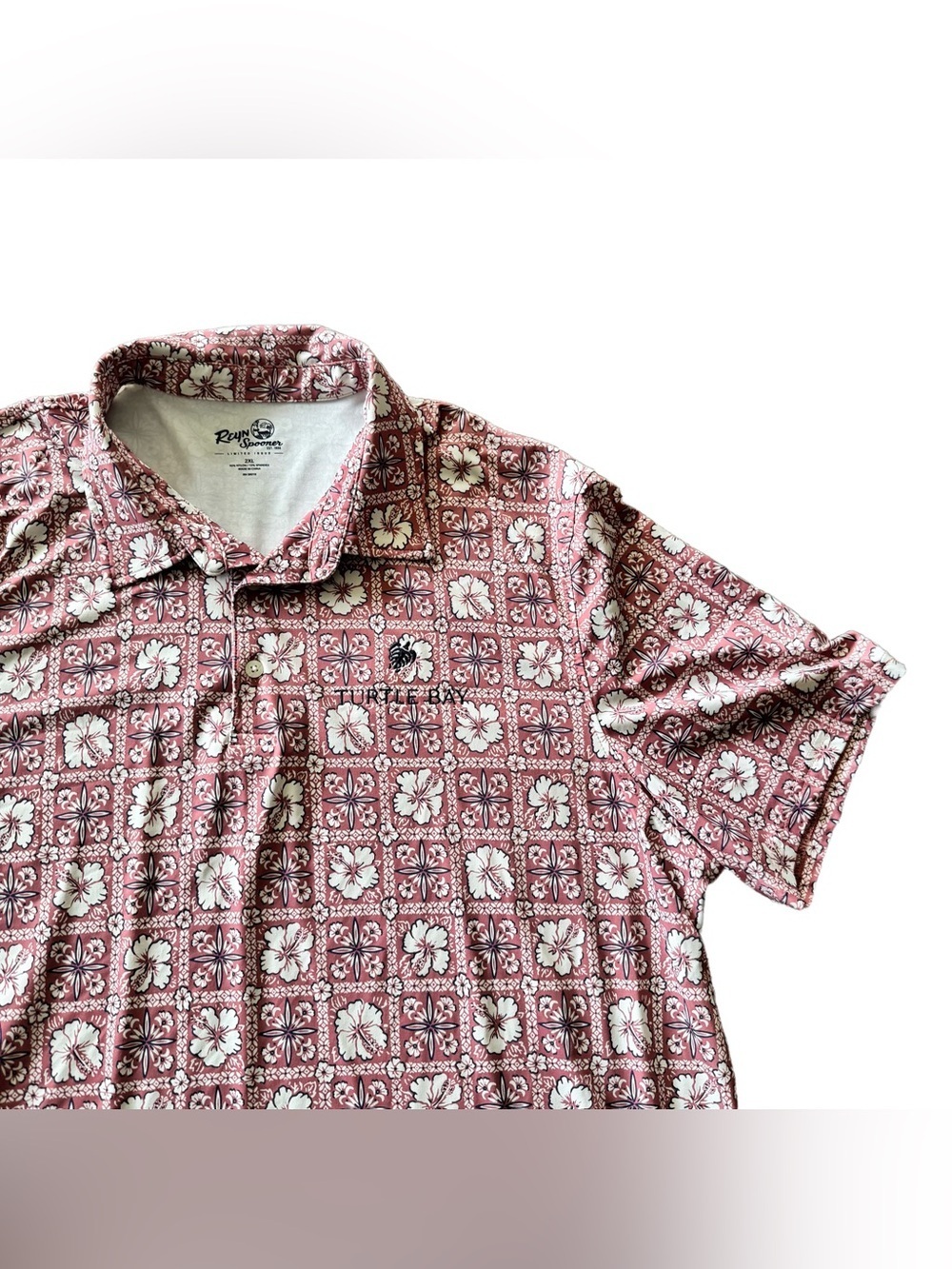 Reyn Spooner Polo Shirt Men's XXL Pua Patchwork Hawaiian Golf Athleisure Casual - Picture 5 of 5